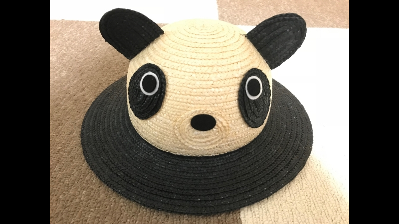 【日本製】可愛いパンダの子供用麦わら帽子